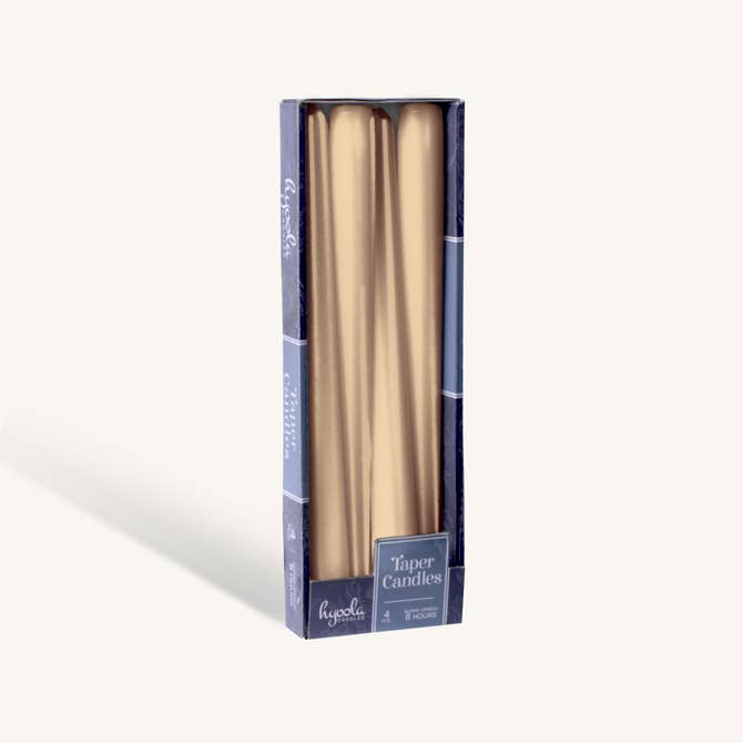 Metallic Antique Gold Taper Candles - 10 Inch - 4 Pack