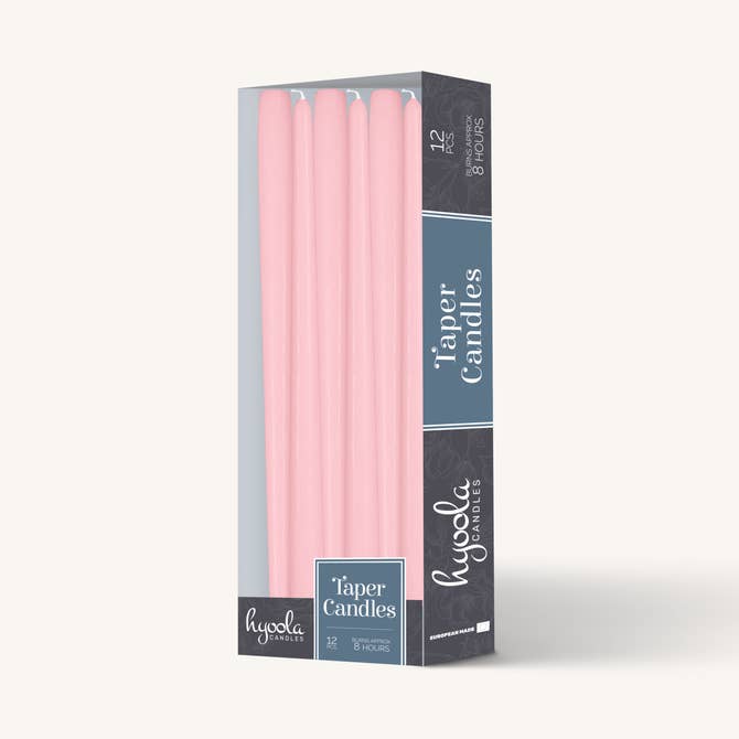 Light Pink Taper Candles - 10 Inch - 12 Pack