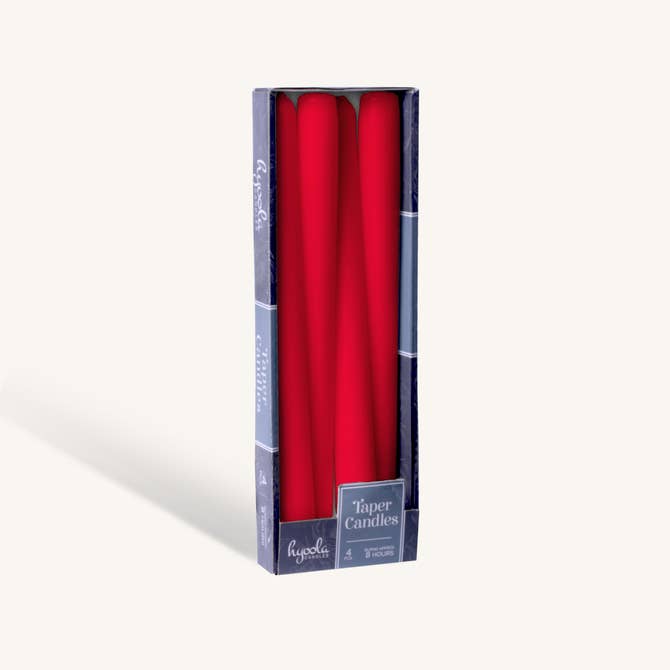 Cherry Red Taper Candles - 10 Inch - 4 Pack