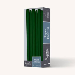 Hunter Green Taper Candles - 14 Inch - 12 Pack