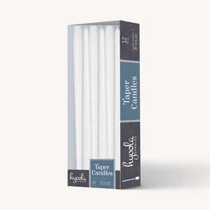 White Taper Candles - 10 Inch - 12 Pack