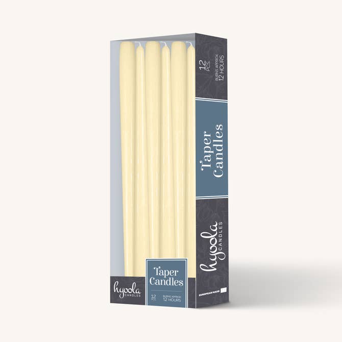 Wool White Taper Candles - 14 Inch - 12 Pack