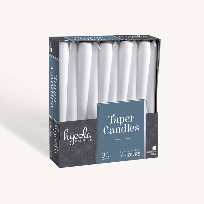 White Taper Candles - 7 Hour - 30 Pack