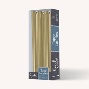 Metallic Cream Gold Taper Candles - 12 Inch - 12 Pack