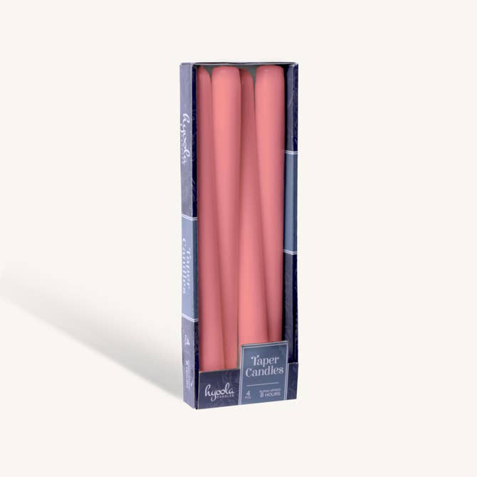 Rose Pink Taper Candles - 10 Inch - 4 Pack