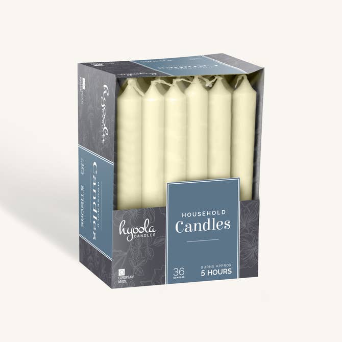 Ivory Household Candles - 5 Hour - 36 Pack