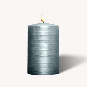 Brushed Metallic Pillar Candles - Sage - 2.5" x 4" - 6 Pack