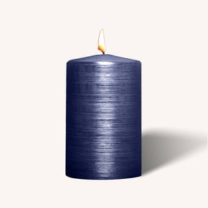 Brushed Metallic Pillar Candles - Blue - 2.5" x 4" - 6 Pack