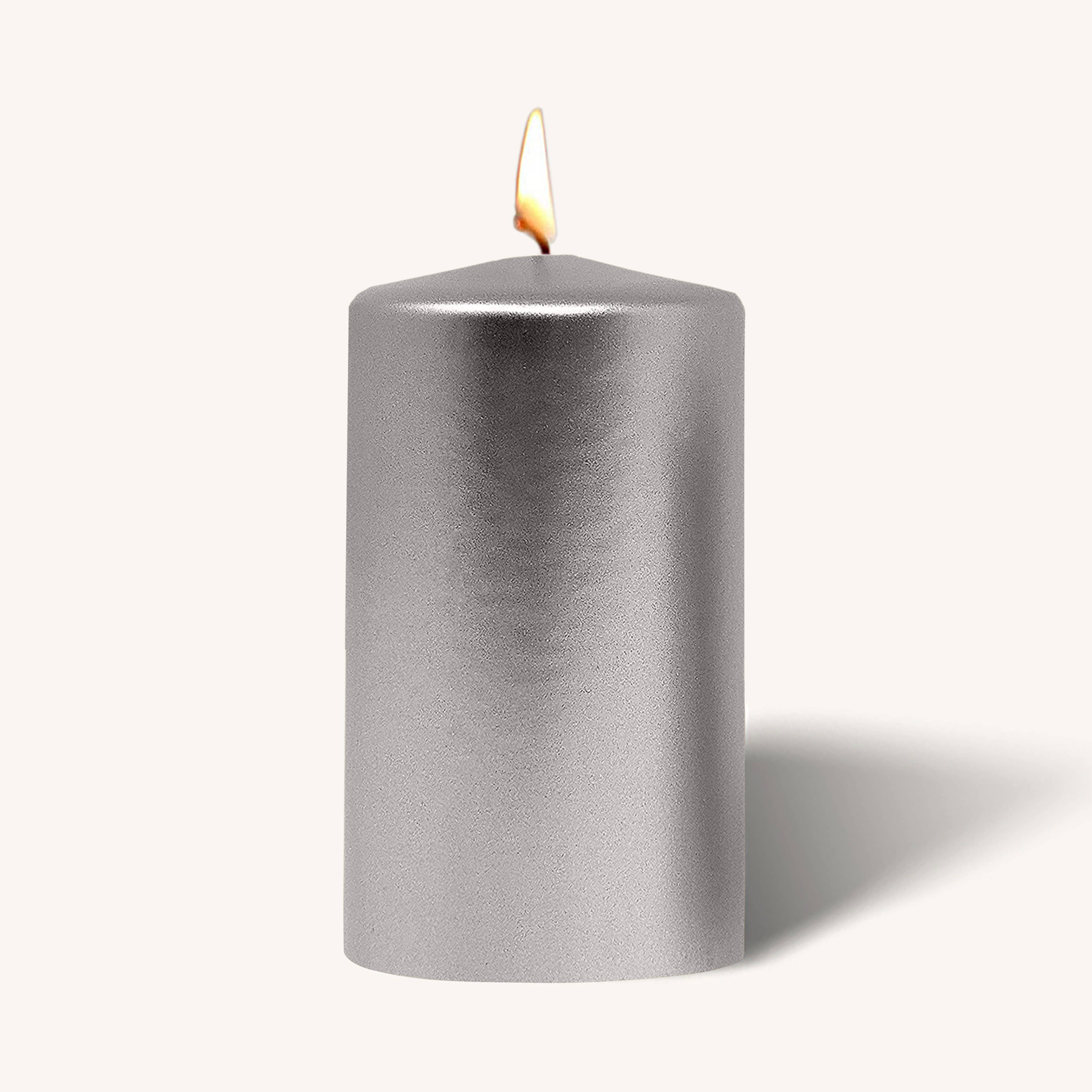 Metallic Silver Pillar Candle - 2.75 x 5" - 6 Pack