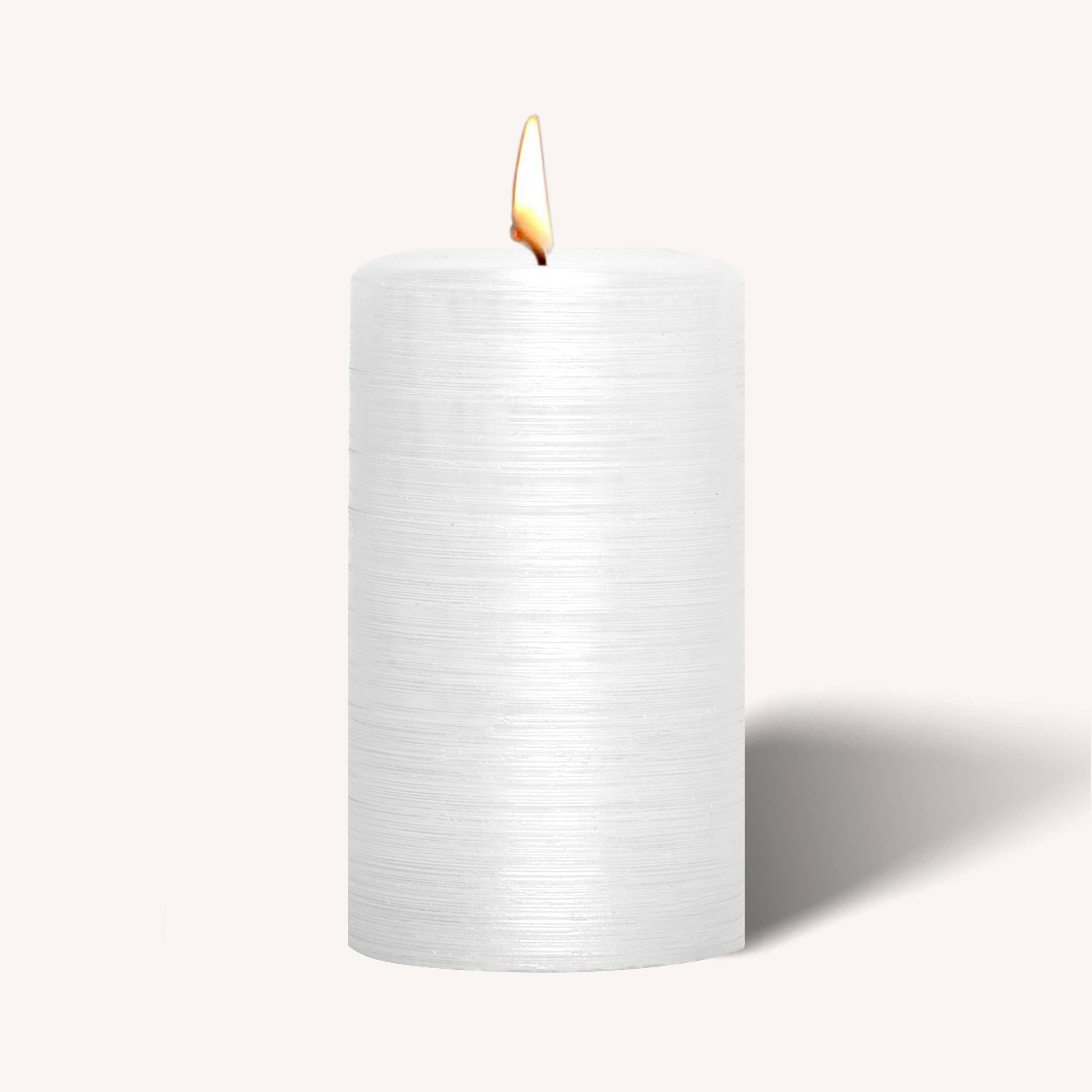 Brushed Metallic Pillar Candles - White - 2.7" x 5" - 6 Pack