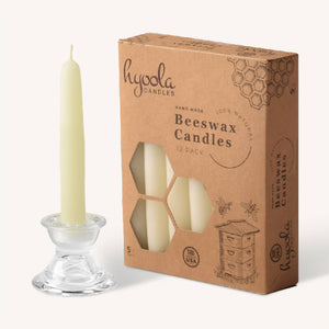 White Beeswax Candles - 5 Hours - 12 Pack