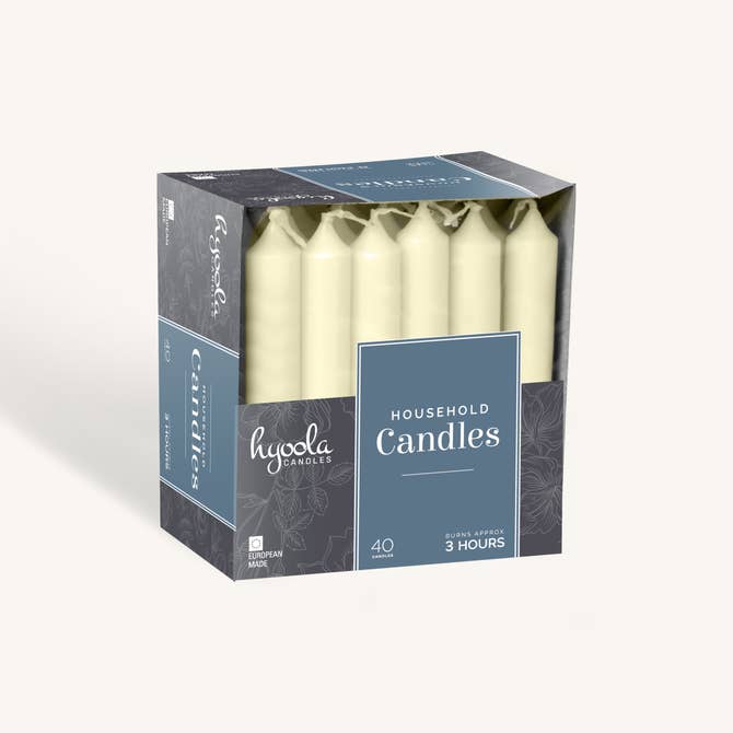 Ivory Household Candles - 3 Hour - 40 Pack